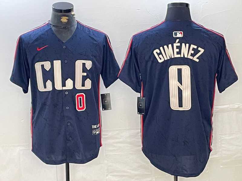 Mens Cleveland Guardians #0 Andres Gimenez Navy 2024 City Connect Limited Stitched Jerseys